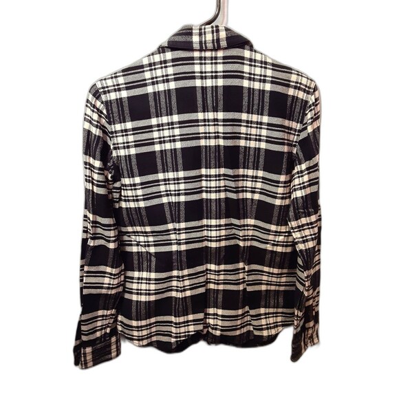 Chaps Zip Up Size Extra Small Black/ Cream Warm Flannel Shirt - Picture 3 of 12